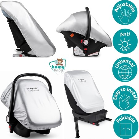 HOMYBABY® Funda Antitérmica Silla Coche Bebe Universal y Ajustable - Anti UV Protector Silla Coche - Cubre Sillita Infantil para