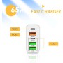 Cargador de movil Cargador USB 5 Puertos de Carga 65W Carga rápida Adaptador USB C Cargador Universal Apto para Todo Tipo de