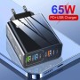 Cargador de movil Cargador USB 5 Puertos de Carga 65W Carga rápida Adaptador USB C Cargador Universal Apto para Todo Tipo de