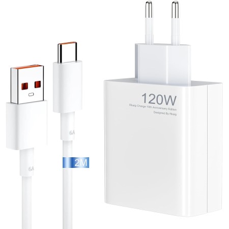 VoltWave XiaoMi Cargador 120W Rápido Cargador para XiaoMi 14, 13, 12, 13t, 12t, 12s, Redmi Note K70, K60, K50, 12, 11ProPlus,