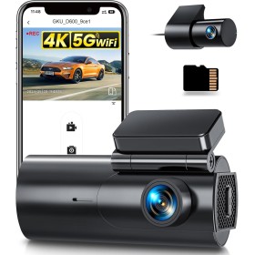 GKU Dashcam Cámara Coche 4K/2.5K, 5GHz WiFi Dash CAM Coche con Tarjeta SD de 64GB, Camara Coche Grabadora,170° Gran