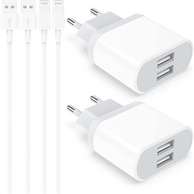 Cargador for iPhone, 4-Pack 2M Cable y USB Enchufe per iPhone XR X XS 8 7 6 6S SE 11 12 13 14 Pro MAX Plus Mini 5 5S 5C, 10.5W