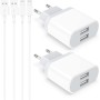 Cargador for iPhone, 4-Pack 2M Cable y USB Enchufe per iPhone XR X XS 8 7 6 6S SE 11 12 13 14 Pro MAX Plus Mini 5 5S 5C, 10.5W