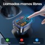 Gizmovine Transmisor FM Bluetooth Coche con Refuerzo de Graves, Parrot Manos Libres, Adaptador Mechero para Musica Radio, USB C