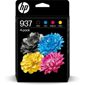 HP 937 6C400NE, Pack de 4, Cartuchos de Tinta Originales Negro, Cian, Magenta y Amarillo, Compatible con impresoras HP OfficeJet