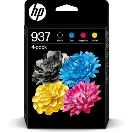 HP 937 6C400NE, Pack de 4, Cartuchos de Tinta Originales Negro, Cian, Magenta y Amarillo, Compatible con impresoras HP OfficeJet