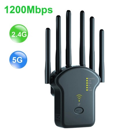 Repetidor WiFi enrutador inalámbrico 1200Mbps alto 6 antena amplificad