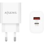 AISENS - CARGADOR 20W, 1xUSB-C PD3.0, 1xUSB-A QC3.0, BLANCO