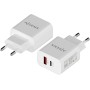 AISENS - CARGADOR 20W, 1xUSB-C PD3.0, 1xUSB-A QC3.0, BLANCO