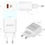 AISENS - CARGADOR 20W, 1xUSB-C PD3.0, 1xUSB-A QC3.0, BLANCO