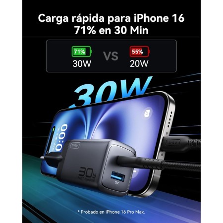 INIU 30W Cargador USB C 2-Paquetes, [USBC + USBA] 2-Puertos Tipo Enchufe Cargador Carga Rapida, Múltiple Cargadores Rápido Pared