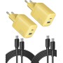 INIU 30W Cargador USB C 2-Paquetes, [USBC + USBA] 2-Puertos Tipo Enchufe Cargador Carga Rapida, Múltiple Cargadores Rápido Pared