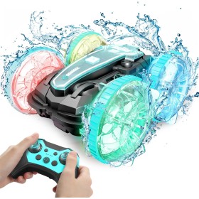 Korffe Coche Teledirigido, 2.4Ghz Impermeable RC Car 4WD 360 ° Roating All Terrain Stunt Juguete para niños de 8 9 10 11 12 años