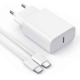 Cargador Carga Rapida for iPhone 16/16 Pro/16 Pro Max/16 Plus/16e/15/iPad Pro/Air/Mini 20W Carregador USB C con 2M Cable