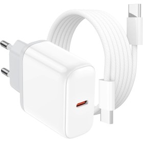Cargador iPhone 16, Carga Rapida iPad Cargador USB C 20W Enchufe con 2M Tipo C Cable para iPhone 16/16 Pro/16 Plus/15/15 Pro/15