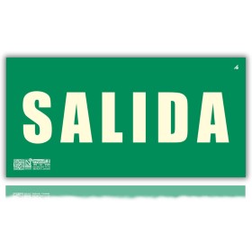 Señal Salida Homologada - 16x32 cm - Clase B D≤10m - PVC Luminiscente - Señal Certificada en Sostenibilidad - Cartel