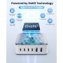 200W Cargador USB C Multiple, 6-Puertos GAN III Enchufe Cargador, 65W PD+QC Carga Rapida Portátil Adaptador con 4 Tipo C y 2