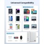 200W Cargador USB C Multiple, 6-Puertos GAN III Enchufe Cargador, 65W PD+QC Carga Rapida Portátil Adaptador con 4 Tipo C y 2