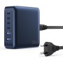 200W Cargador USB C Multiple, 6-Puertos GAN III Enchufe Cargador, 65W PD+QC Carga Rapida Portátil Adaptador con 4 Tipo C y 2