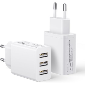 Cargador Enchufe USB Multiple 2Pack, Carregador USB Charger 3 Puerto 15W/3A Cargador Movil para iPhone 16e/16 Pro