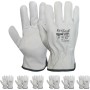 Ruvigrab - Pack 6 pares - Guante de Trabajo Piel, Guantes jardin, Guantes Cuero, Guantes para Obra, Guante trabajo hombre y