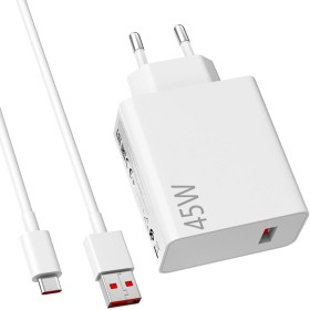 45W Cargador y Cable USB C para Xiaomi Redmi Note 14 Pro 5G 6A Rapida Carga Adaptador de Cargador 1Metro Cable USB C Carga Turbo