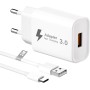 Cargador USB Carga Rapida 18W con Quick Charge 3.0, Enchufe USB Cargador Movil Carga Rapida Cargador Rapido con Cable USB C de