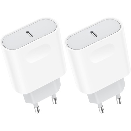 Cargador USB C, 20W 2-Pack Rapida Enchufe Carga for iPhone 16/16 Pro/16 Pro Max/16 Plus/15/14/13/12/11/XS/XS MAX/X/XR, Pad, USBC