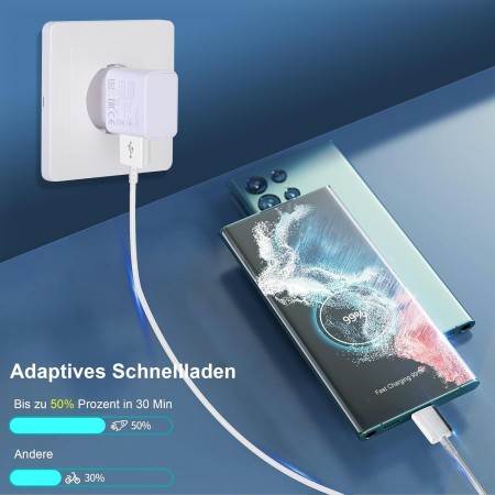 15W Cargador Tipo C Carga Rápida para Samsung Galaxy A05s A06 A13 A14 A15 A16 A20 A23 A25 A35 A36 A40 A50 A54 A55 A56 5g S21 S20