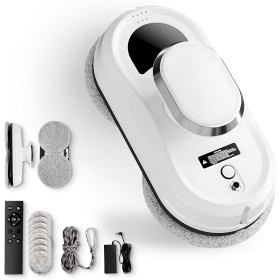 JUPPLIES Robot Limpiacristales Electrico 90W con Succión 5600Pa – Limpia Cristales para Ventanas con 3 Modos Automaticos,