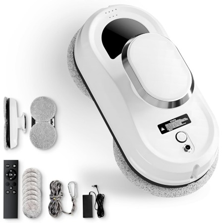 JUPPLIES Robot Limpiacristales Electrico 90W con Succión 5600Pa – Limpia Cristales para Ventanas con 3 Modos Automaticos,