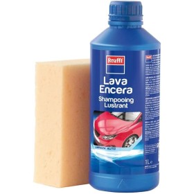 Krafft Lava Encera Coche + Esponja, 2 en 1 Champú Coche + Cera Coche Abrillantadora Carrocería 1 L