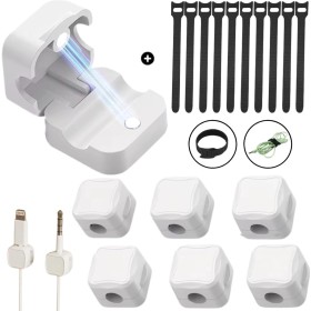 ZANDIA® 6 Pack Clips de Cables Magnéticos + 10 Bridas Reutilizables | Sujeta Cables Adhesivo | Ordena Todo Tipo De Cable |