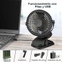 GMGXX Ventilador USB Pequeño con Pinza & 3 Velocidades, 4800mAh Bateria Recargable Ventilador Portatil, 720° Giratorio Mini
