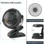 GMGXX Ventilador USB Pequeño con Pinza & 3 Velocidades, 4800mAh Bateria Recargable Ventilador Portatil, 720° Giratorio Mini