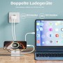 Cargador USB C, 25W Múltiple Enchufe PD+QC Rápido, Cabeza Cargador Movil Adaptador Tipo C para Apple iPhone 16 15 14 13 12 11