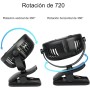 GMGXX Ventilador USB Pequeño con Pinza & 3 Velocidades, 4800mAh Bateria Recargable Ventilador Portatil, 720° Giratorio Mini