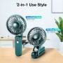 GMGXX Ventilador USB Pequeño con Pinza & 3 Velocidades, 4800mAh Bateria Recargable Ventilador Portatil, 720° Giratorio Mini