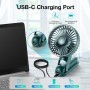 GMGXX Ventilador USB Pequeño con Pinza & 3 Velocidades, 4800mAh Bateria Recargable Ventilador Portatil, 720° Giratorio Mini