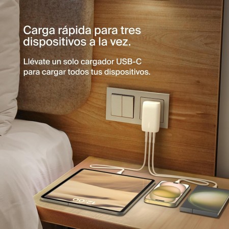 Belkin Cargador de Pared con 3 Puertos USB-C y PPS a 67 W BoostcCharge Pro, Carga rápida USB-C PD 3.1 para la Serie iPhone 16,