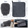 YSWOVUO Juego de 3 Piezas Bayeta Microfibra & 2 Piezas Manoplas de Secado Lavado, 600 g/m² Toalla Secado Coche para Secar Sin