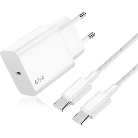 Cargador 45W para Samang S25 Ultra, Cargador Rápido USB C con 2M 100W Cable Trenzado Compatible con Samsang Galaxy