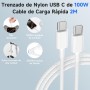 Cargador 45W para Samang S25 Ultra, Cargador Rápido USB C con 2M 100W Cable Trenzado Compatible con Samsang Galaxy