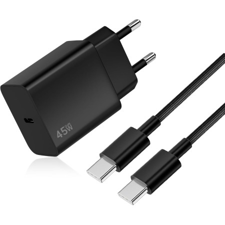 Cargador 45W para Samang S25 Ultra, Cargador Rápido USB C con 2M 100W Cable Trenzado Compatible con Samsang Galaxy