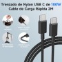 Cargador 45W para Samang S25 Ultra, Cargador Rápido USB C con 2M 100W Cable Trenzado Compatible con Samsang Galaxy
