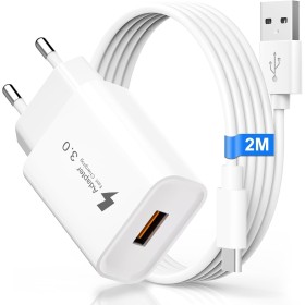 Cargador USB Carga Rapida para Xiaomi Redmi 12/Note 12/11/10/9/8,11T/Mi12/Mi11/Mi10/Mi9/Redmi Pro5G/Poco X3 Pro NFC, Samsung