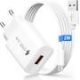 Cargador USB Carga Rapida para Xiaomi Redmi 12/Note 12/11/10/9/8,11T/Mi12/Mi11/Mi10/Mi9/Redmi Pro5G/Poco X3 Pro NFC, Samsung