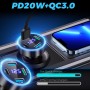 4 Puertos Cargador Movil Coche, 50W QC3.0 & PD Cargador Mechero Coche USB Carga Rapida Cargador USB Coche con Voltímetro LED