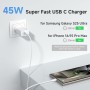 45W Cargador para Samsung Carga Rapida, 45W Cargador USB C Carga Rapida con 2M Cable USB C, Tipo C Carga Rapida para Samsung