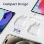 Cargador para iPhone 16 15 Carga Rapida 20W Cargador USB C Carga Rapida, 2Pack Tipo C Cargadores con 2M Cable USB C, Charger